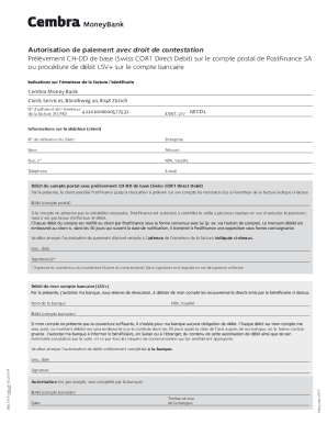 Swiss Direct Debit Authorization Form