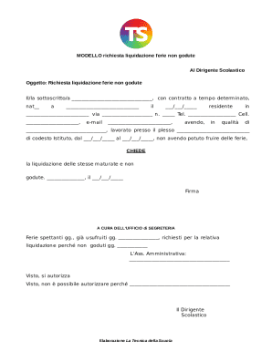 Italian Request for Unused Vacation Pay