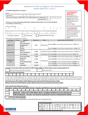 HDFC Bank Credit Card Upgrade Form