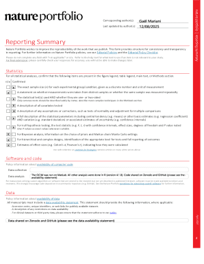 Nature Portfolio Reporting Summary Form