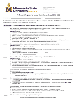 Professional Judgment for Special Circumstances Request 2025-2026