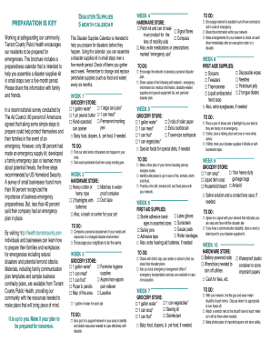 Disaster Supplies Week Calendar