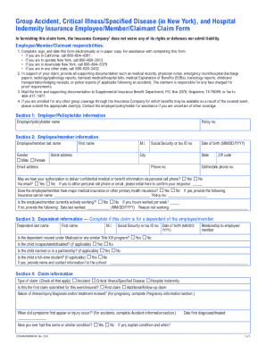 Group Accident Critical Illness Hospital Indemnity Claim Form