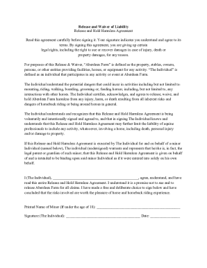 Release and Waiver of Liability for Horseback Riding