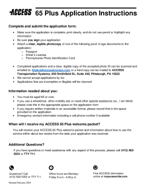 65 Plus Program Application