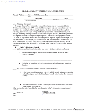 Lead-Based Paint Seller’s Disclosure Form