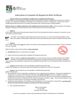 Riverside County Birth Certificate Request Form