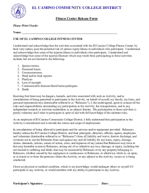 El Camino College Fitness Center Release Form