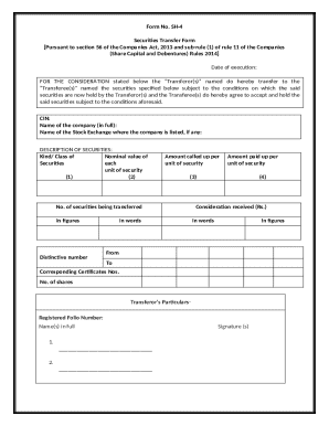 Securities Transfer Form SH-4
