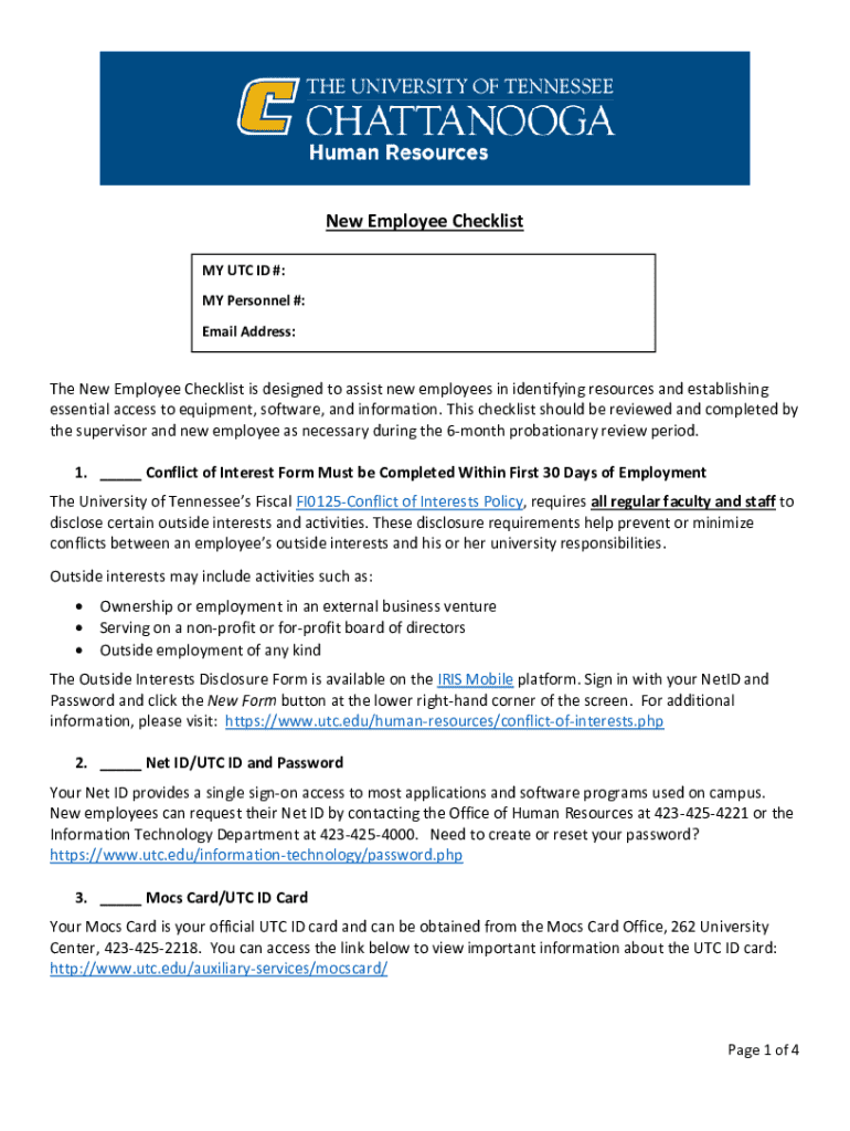 New Employee Checklist - Fill Out, Sign & Share Online | pdfFiller