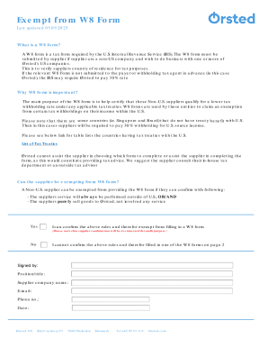 W8 Form Exemption Certification