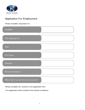UK Employment Application Form