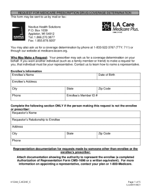 Medicare Prescription Drug Coverage Determination Form