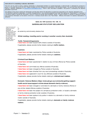 Queensland Statutory Declaration Form
