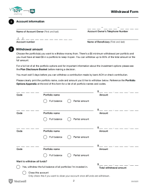 VT529 Withdrawal Form
