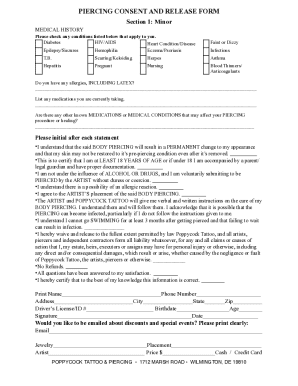 Piercing Consent and Release Form