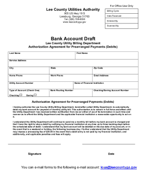Lee County Utility Billing Authorization Agreement