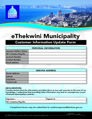 eThekwini Municipality Customer Information Update Form
