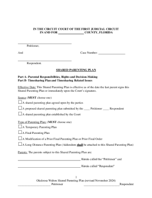 Florida Shared Parenting Plan