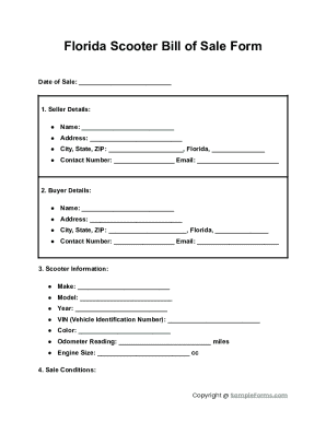 Florida Scooter Bill of Sale Form