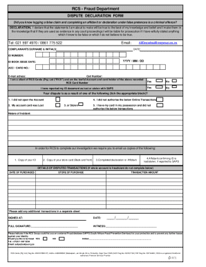 RCS Fraud Dispute Declaration Form