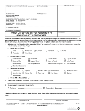 California Family Law Coversheet
