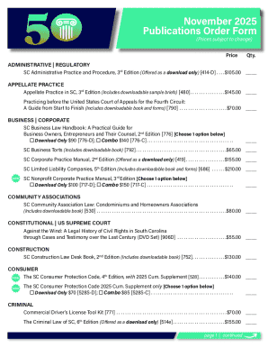 South Carolina Publications Order Form