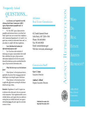 Arkansas Real Estate Agency Representation Disclosure Form