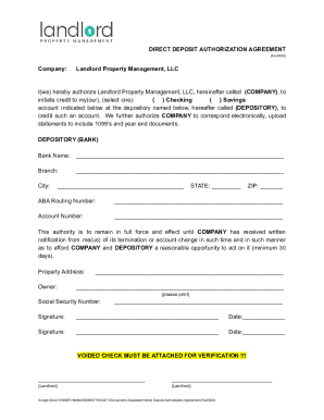 Direct Deposit Authorization Agreement