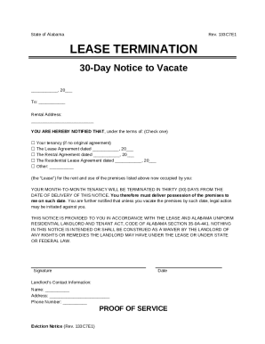 Alabama 30-Day Notice to Vacate