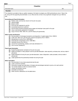 2024 Partnership Tax Return Checklist