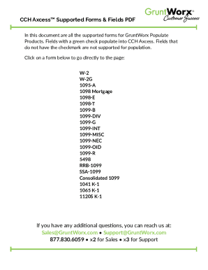 CCH Axcess Supported IRS Forms
