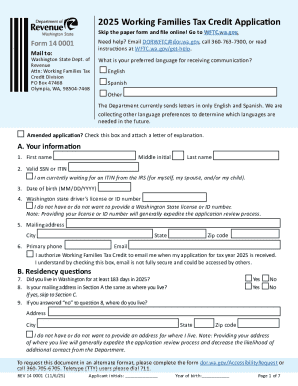 Washington State Working Families Tax Credit Application