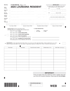 Louisiana Individual Income Tax Return Form IT-540-WEB-BC