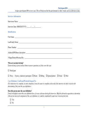 Epidemiological Survey Questionnaire