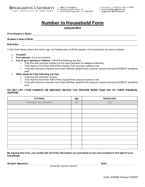 Student Household Information Form