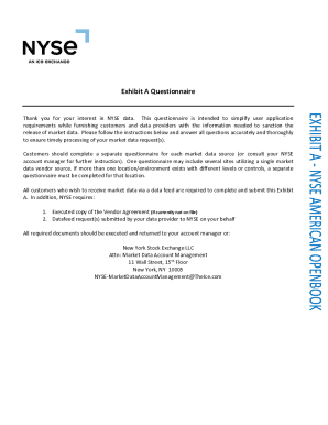 Exhibit A Questionnaire for NYSE Market Data