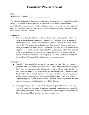 Food Allergy Procedure Packet