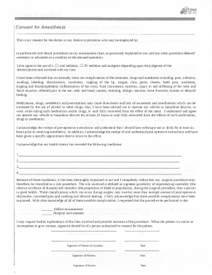 Consent for Anesthesia
