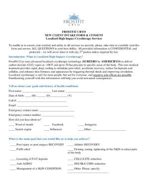 FrostFit Cryo New Client Intake Form & Consent
