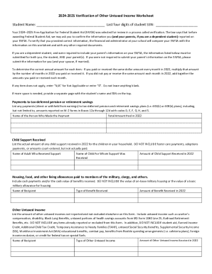 2024-2025 Verification of Other Untaxed Income Worksheet