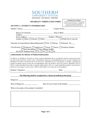 Disability Verification Form