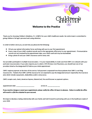 Children's Medicine New Patient Information Form