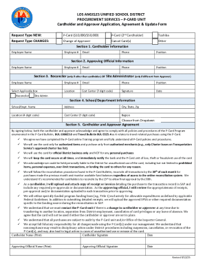 Los Angeles Unified School District P-Card Application Form