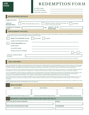ATR FAMI Redemption Form