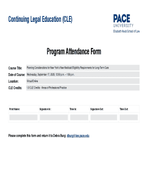 Continuing Legal Education Attendance Form