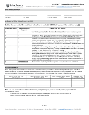 2024 Untaxed Income Worksheet