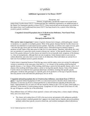 Additional Agreement to Use Donor CB 557