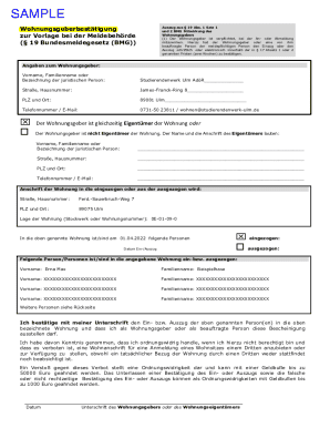 Wohnungsgeberbestätigung Form