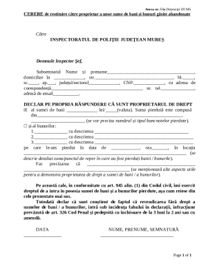 Romania Lost Property Claim Form